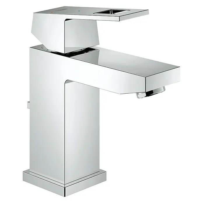 Grohe Eurocube Waschtischarmatur S-Size - Chrom, Glänzend, Mit Zugstange, Mit Enegiespar-Funktion - Moderne Waschtischarmatur in Chromoptik. Elegantes Design für zeitgemäße Badezimmer, mit klaren Linien und hochwertiger Verarbeitung.