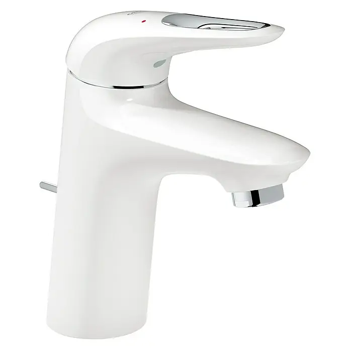 Grohe Eurostyle Cosmopolitan Waschtischarmatur S-Size - Weiß, Glänzend - Elegante weiße Waschtischarmatur mit Chromakzenten, die ein modernes und stilvolles Design für jedes Badezimmer bietet.
