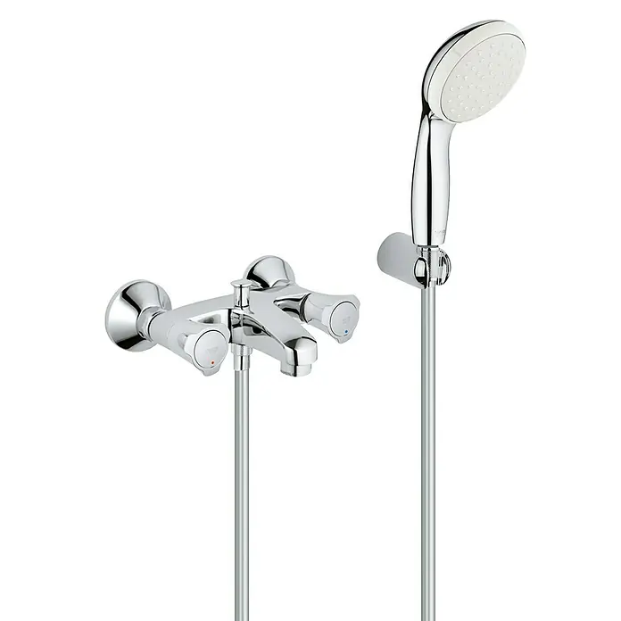 Grohe Costa Badewannenarmatur - Mit Handbrause, Chrom, Glänzend - Eine glänzende Chrom-Badewannenarmatur mit Handbrause, die modernes Design und Funktionalität vereint. Ideal für stilvolle Badezimmer.