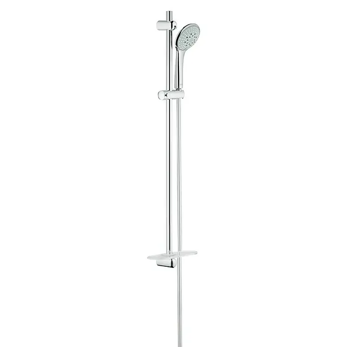 Grohe Euphoria 110 Brausegarnitur Champagne - Lochabstand: 77 cm - 92 cm, Art Strahl: Rain, SmartRain, Champagne, Chrom - Duschsäule mit Handbrause und Ablagefläche in Chrom-Optik für ein modernes Badezimmerdesign. Praktisch und stilvoll.
