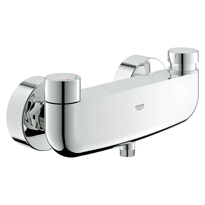 Grohe Selbstschluss-Armatur Eurosmart CT - Chrom, Glänzend - Nahaufnahme einer glänzenden Grohe Armatur, die modernes Design und hochwertige Verarbeitung für Ihr Badezimmer verspricht.