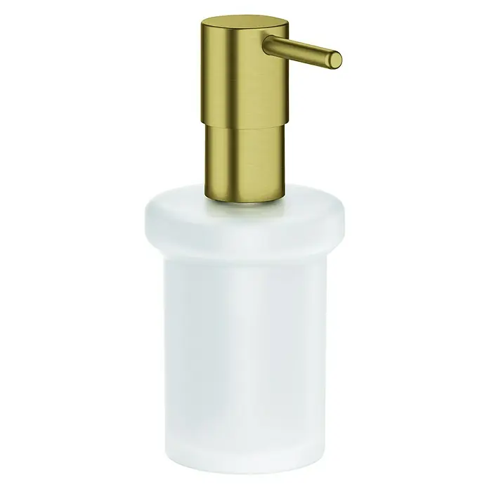 Grohe Essentials Ersatz-Seifenspender - Cool Sunrise, Matt - Elegante Seifenspender-Kombination aus weißem Keramikbehälter und goldfarbenem Pumpkopf für stilvolle Badezimmer oder Küchen.