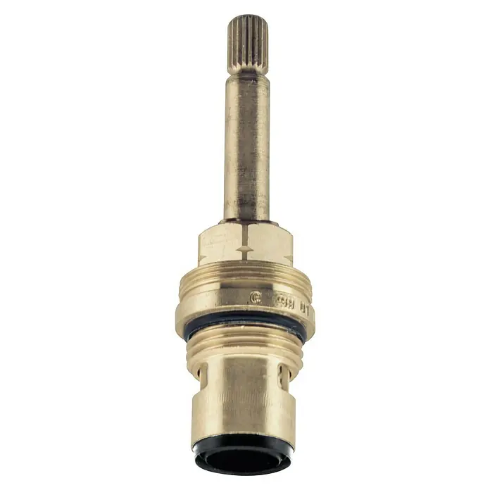 Grohe Oberteil - Anschlussgewinde: ½″, Messing - Nahaufnahme einer Messing-Ventilkartusche für Sanitärarmaturen, die für die Wasserflusssteuerung in Bad und Küche verwendet wird.
