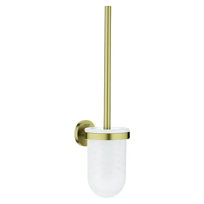 Grohe Essentials WC-Bürstengarnitur - Mit Halterung, Cool Sunrise, Matt - Wand-WC-Garnitur Essentials Authentic von Grohe mit goldenen Halterung und weißem Behälter für Badezimmerausstattung.