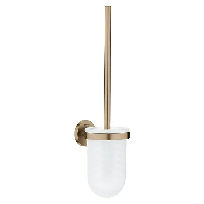Grohe Essentials WC-Bürstengarnitur - Mit Halterung, Warm Sunset, Matt - Wandmontierte WC-Garnitur von Grohe in gebürstetem Roségold mit satiniertem Glasbehälter. Elegantes Badaccessoire für moderne Badezimmer.