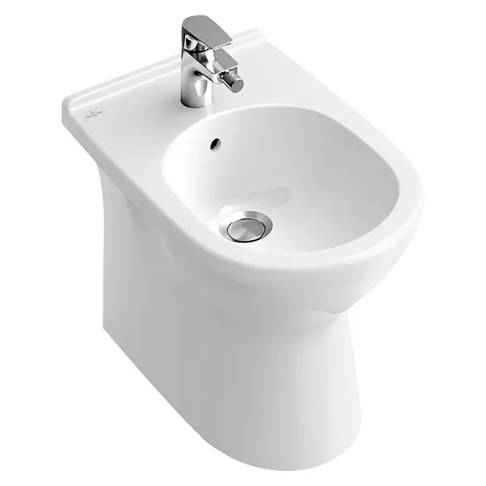 Villeroy & Boch O.novo Stand-Bidet - 36 x 56 cm, Weiß, Keramik, Mit schmutzabweisender Glasur - Elegantes weißes Bidet mit Chromarmatur. Ein stilvolles Badezimmeraccessoire für Hygiene und Komfort.