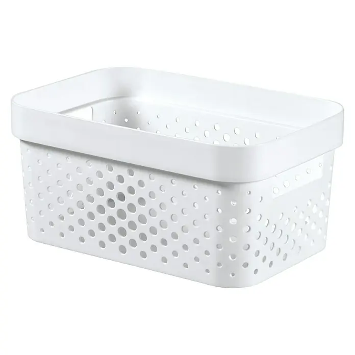 Curver Aufbewahrungsbox Infinity - L x B x H: 26 x 17,5 x 12,3 cm, Kunststoff, Weiß - Weiße Kunststoffbox mit vielen Löchern zur Aufbewahrung diverser Gegenstände. Praktischer Ordnungshelfer für Haushalt und Büro.