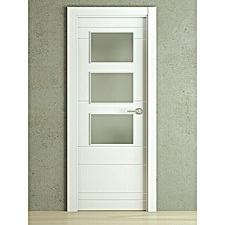 Pack puerta acristalada Maracay (82,5 x 203 cm, Izquierda, Blanco lacado, Maciza aligerada, Vidriera)