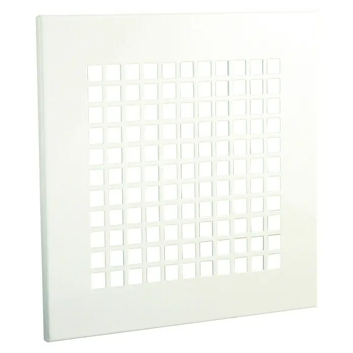 Marley Abdeckgitter - L x B x H: 19 x 19 x 4 cm, Metall, Weiß - Quadratischer, weißer Lüftungsgitter mit quadratischen Löchern, ideal für Badezimmer und andere Räume, um Luftzirkulation zu gewährleisten.