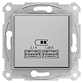 Schneider Electric Sedna Cargador USB (2 conexiones, Aluminio)