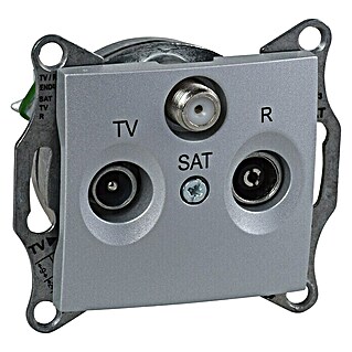 Schneider Electric Sedna Toma TV/SAT Intermedia (Aluminio, 3 conexiones, Plástico, En pared)