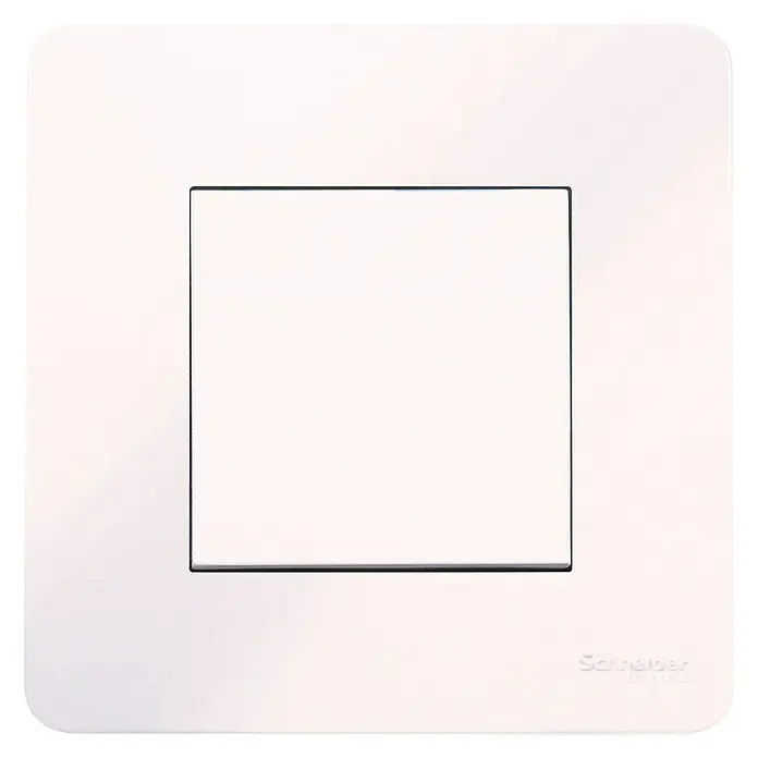 Schneider Electric New Unica Conmutador polar Pack 5 - Blanco, Satinado, Montaje en la pared, 10 A - Placa de cubierta blanca Schneider Electric con un recorte cuadrado para interruptores o enchufes, ideal para interiores modernos.