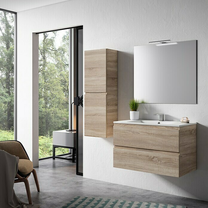 Desde Perceptivo Finanzas Mueble de lavabo Luna (L x An x Al: 45 x 80 x 50 cm, Roble bardolino) |  BAUHAUS