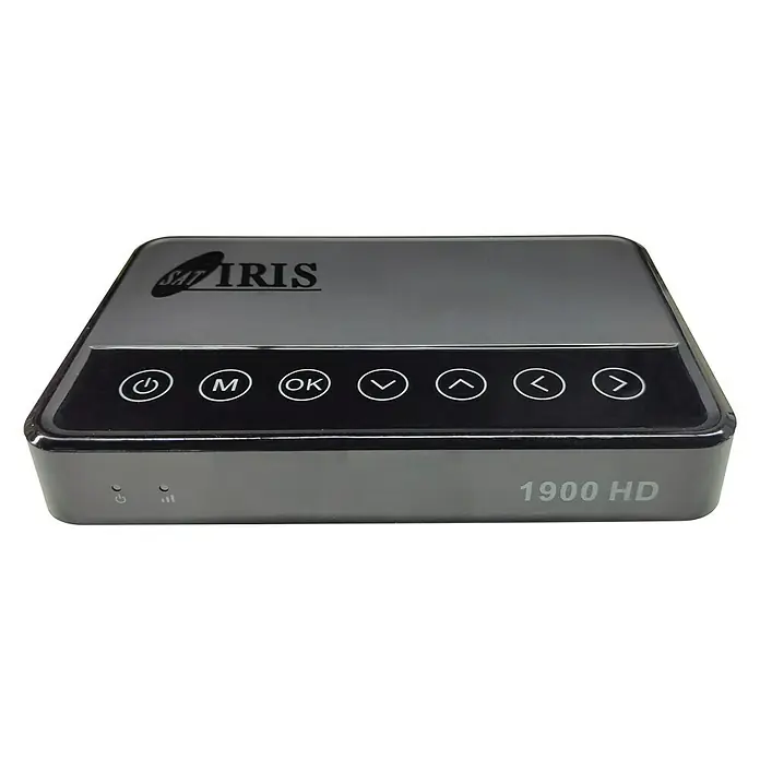 Metronic Receptor de satélite Iris - L x An x Al: 22 x 140 x 95 cm, Negro - Primer plano de un receptor Sat Iris 1900 HD que muestra varios botones de control y el logotipo.