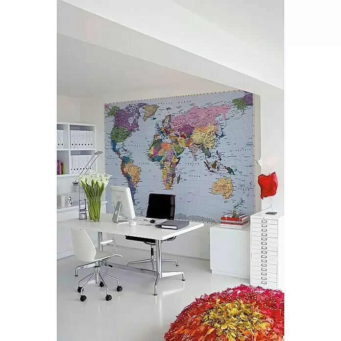 Komar Fototapete World Map - 4 -tlg., B x H: 254 x 184 cm, Papier - Stimmungsaufnahme