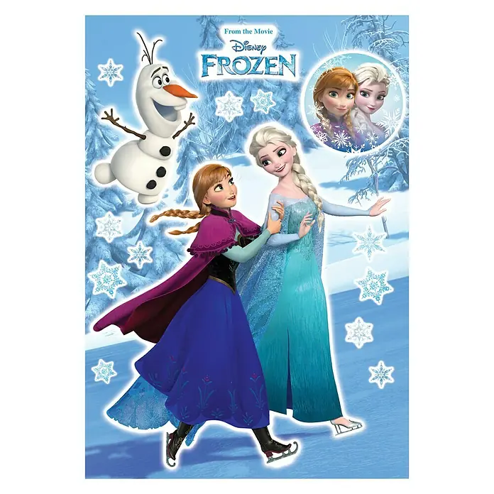 Komar Dekosticker Anna & Elsa - B x H: 50 x 70 cm - Poster mit den beliebten Charakteren Anna, Elsa und Olaf aus dem Disney Film "Die Eiskönigin - Völlig unverfroren".