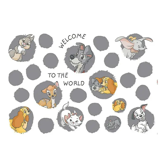 Komar Dekosticker A Simple Start - B x H: 100 x 70 cm - Wandsticker mit Disney-Motiven "Willkommen auf der Welt", ideal für Kinderzimmer. Mit beliebten Figuren wie Bambi und Dumbo.