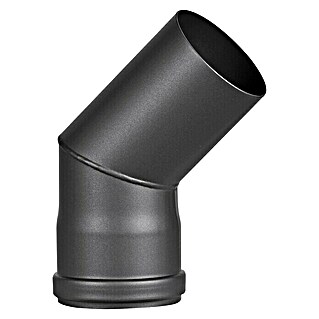 Pellet-Rohrbogen (Durchmesser: 80 mm, Bogenwinkel: 45 °, Edelstahl, Pulverbeschichtet, Schwarz)