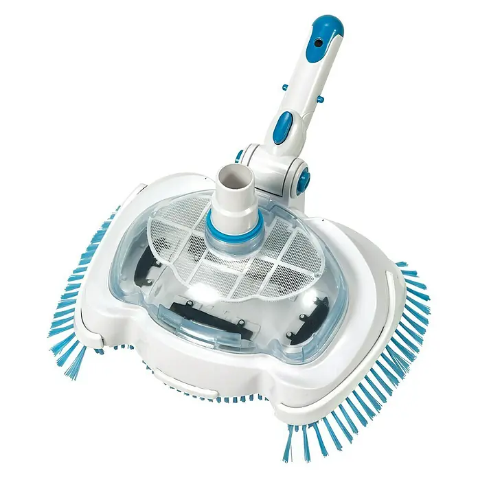Malibu Poolsauger - Manuell, Durchmesser Anschluss: 32 mm - Weißer und blauer Poolreiniger mit Bürsten. Automatischer Poolreiniger für eine saubere Schwimmbadumgebung.