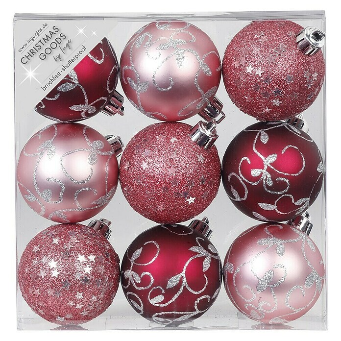 Palline natalizie in plastica con ornamenti