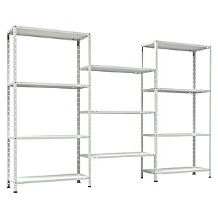 TKT Metallregal Home System (H x B x T: 150 x 225 x 30 cm, Anzahl Böden: 11 Stk., Schrauben, Weiß)