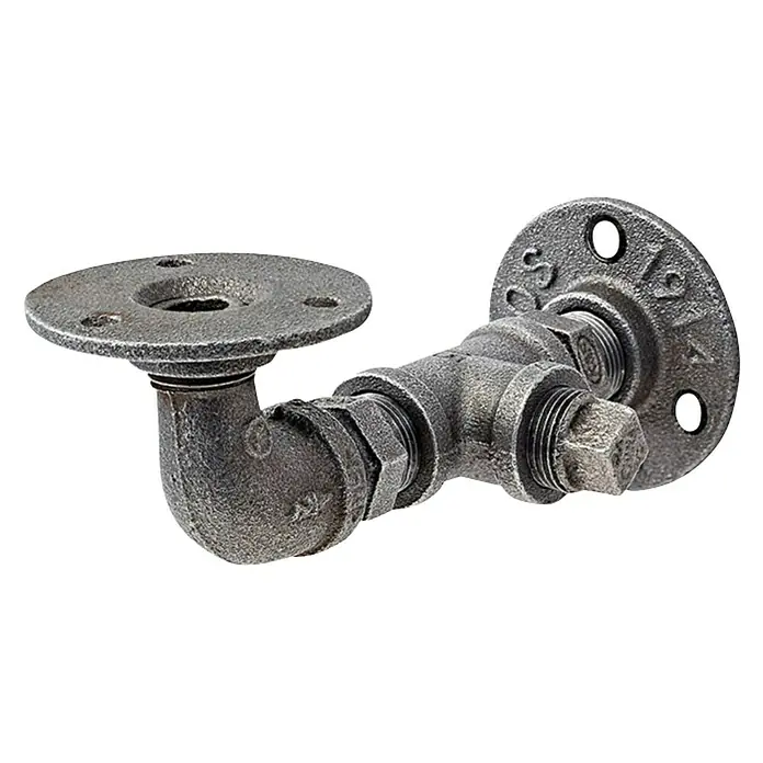 Dolle Regalhalter - Traglast Einlegeboden: 20 kg - Industrieller Rohrfitting für Regale. Robuster und stilvoller Wandhalter mit Flansch. Perfekt für DIY-Möbelprojekte und industrielle Dekoration.