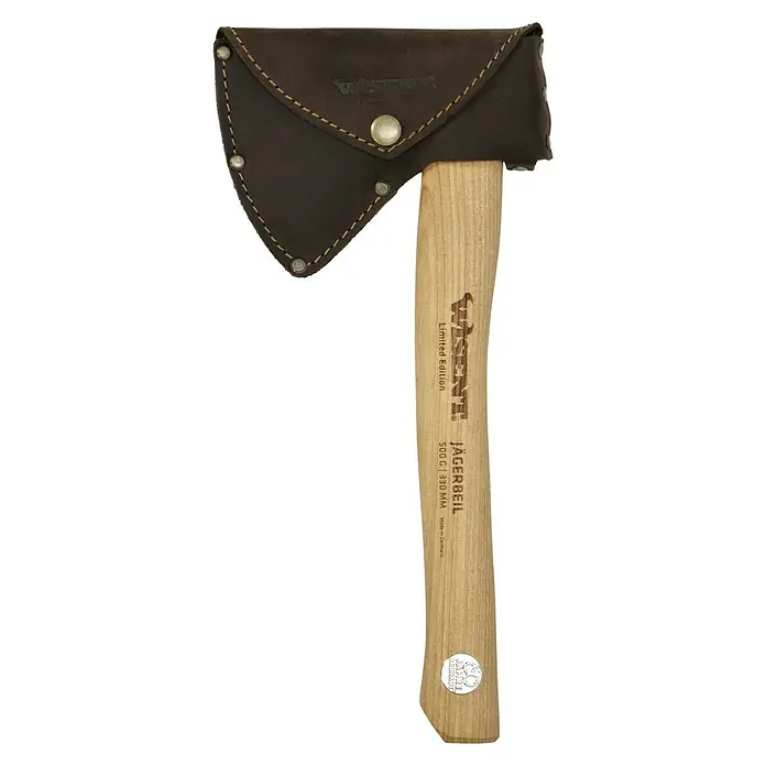 Jägerbeil-Set - 500 g, 330 mm - Hochwertige Wisent Jägerbeil Axt mit Lederscheide, ein robustes Werkzeug für Outdoor-Abenteuer und handwerkliche Aufgaben. Limited Edition.
