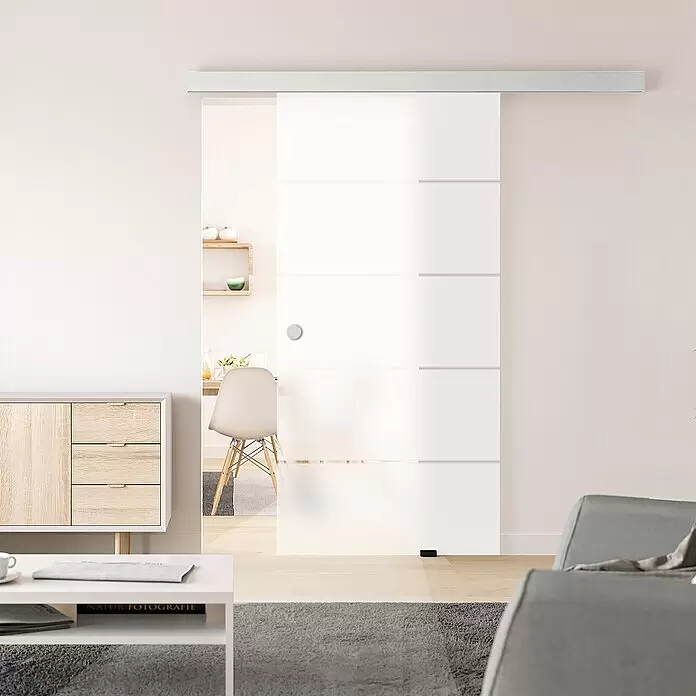 Diamond Doors Schiebetür-Komplettset Jubidoor 6.1 Premium - 935 x 2.058 mm, Silber, Einscheibensicherheitsglas (ESG) - Stimmungsaufnahme