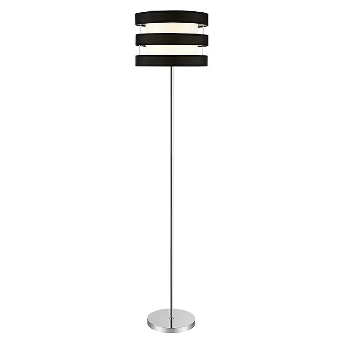 Tween Light Lámpara de pie Piano - 60 W, Altura: 155 cm, Negro/blanco, E27 - Elegante lámpara de pie con pantalla cilíndrica y base cromada. La iluminación perfecta para un ambiente moderno.