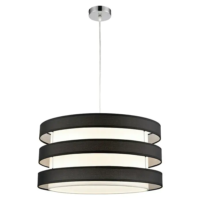 Tween Light Piano Lámpara colgante redonda - 60 W, Ø x Al: 50 x 110 cm, Negro/blanco, E27 - Elegante lámpara colgante de tres niveles en blanco y negro. Lámpara colgante contemporánea.