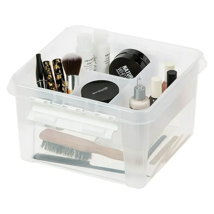 SmartStore Einsatz - L x B x H: 26 x 25 x 9 cm - Ein durchsichtiger Organizer aus Kunststoff zeigt Kosmetika wie Make-up Pinsel, Puder, Nagellack und Cremes, ideal für Ordnung auf dem Schminktisch.