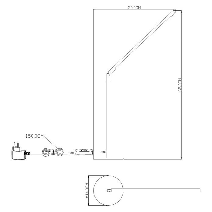 Globo LED-Tischleuchte4 W, L x B x H: 50 x 15 x 80 cm, Nickel matt, Neutralweiß Unknown