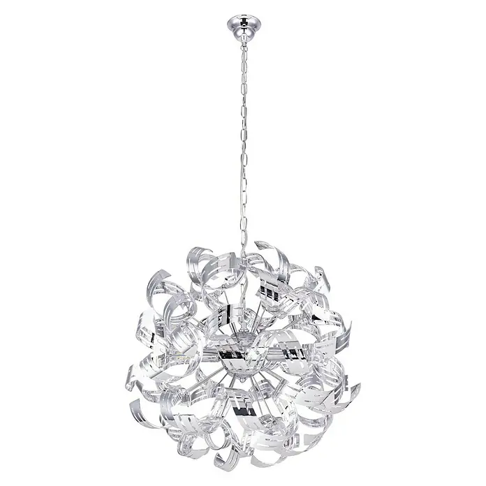 Globo Lámpara colgante Falla - Ø x Al: 500 mm x 125 cm - Elegante lámpara colgante cromada con elementos curvos, creando un ambiente moderno y lujoso. Un verdadero atractivo para cualquier habitación.