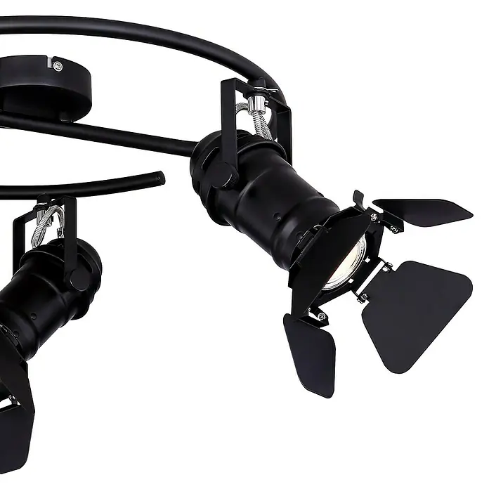 Globo Deckenstrahler Egon - 150 W, Schwarz, GU10 - Schwarze Scheinwerferlampe mit vier Leuchten, die ein elegantes und direktionales Licht für jeden Raum bietet.