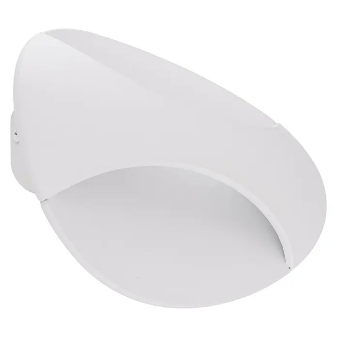 Globo LED-Wandleuchte ALEXANDRA - 6 W, Weiß, Warmweiß - Nahaufnahme einer weißen Wandleuchte mit abgerundeter Form und indirekter Beleuchtung, ideal für moderne Innenräume.
