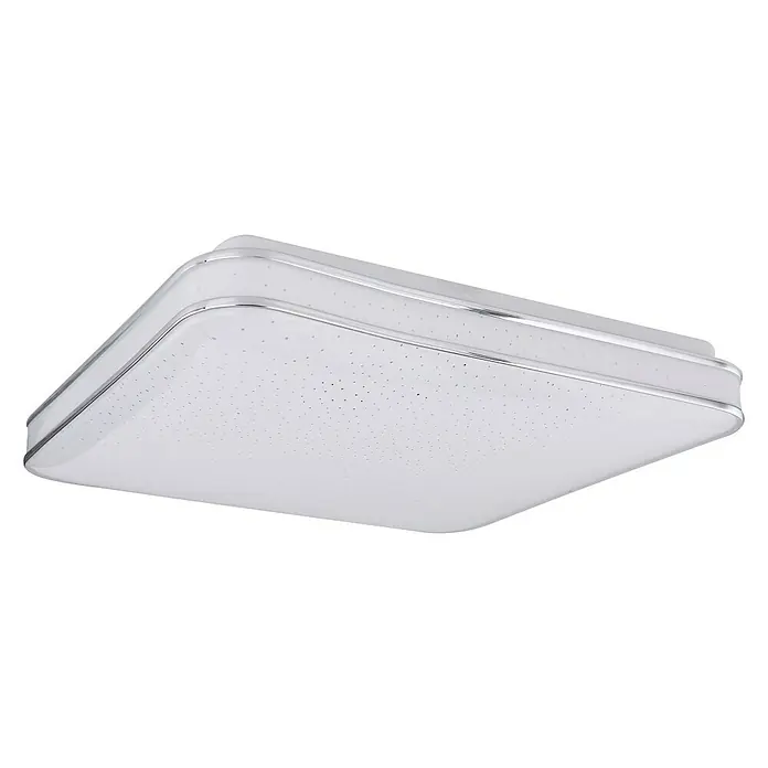 Globo LED-Deckenleuchte Lassy - 24 W, L x B x H: 33,5 x 33,5 x 7,3 cm, Weiß, Opal, Warmweiß - Moderne LED-Deckenleuchte mit Sterneneffekt, ideal für Wohn- und Schlafräume, sorgt für eine angenehme und stilvolle Beleuchtung.