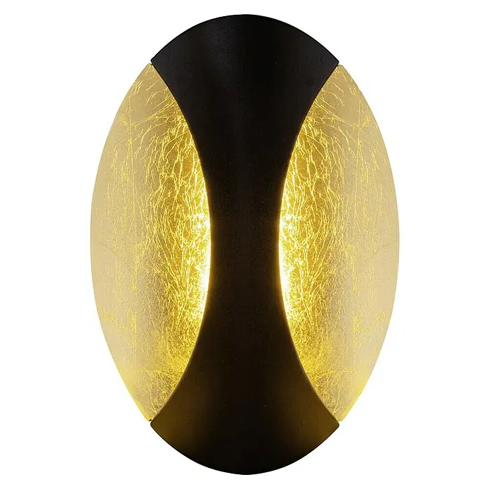 Globo LED-Wandleuchte Alexandra - 6 W, Schwarz/Gold, Warmweiß - Elegante Wandleuchte mit Blattgold-Details und einem schlanken, schwarzen Gehäuse. Das indirekte Licht sorgt für eine warme Atmosphäre.