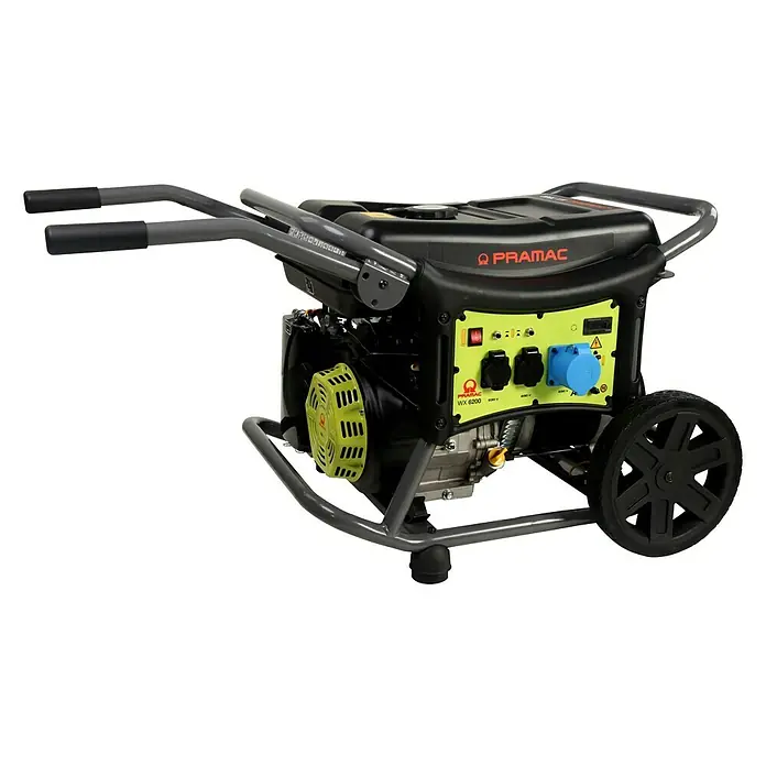 Pramac Generador WX6200 - 5,3 kW, Volumen del depósito: 26 l - Generador portátil Pramac WX 6200 con ruedas para fácil transporte y varias tomas de corriente.