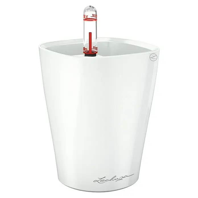 Lechuza Pflanztopf Mini-Deltini - Außenmaß (Ø x H): 10 x 13 cm, Kunststoff, Weiß - Weißer Lechuza Blumentopf mit Wasserstandsanzeige für eine einfache Pflanzenpflege im Haus oder im Büro.