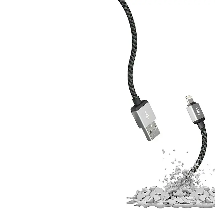T'nB Cable USB - Largo: 3 m - Cable de datos con conectores USB y Lightning y cable trenzado resistente.