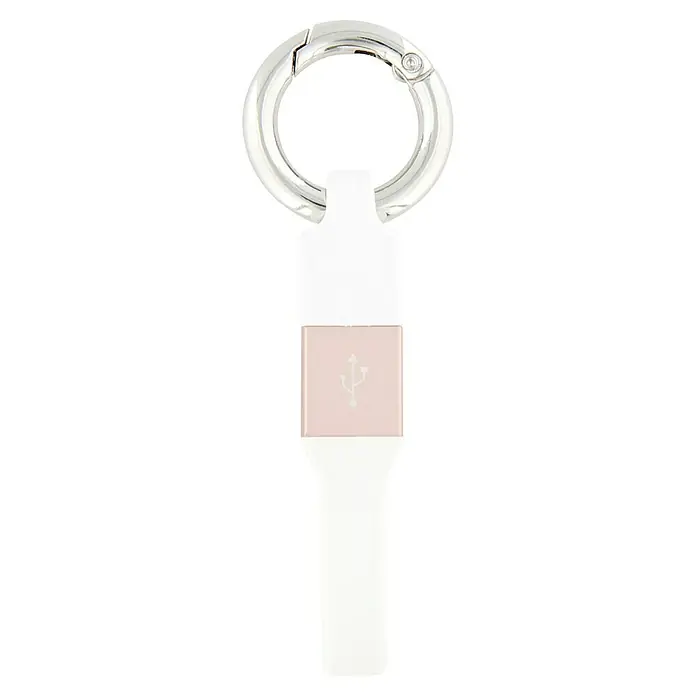 T'nB Cable USB Lighting - Largo: 10 cm, Llavero - Memoria USB blanca y oro rosa con mosquetón para sujetar fácilmente a llaves o bolsos. ¡Perfecta para llevar siempre contigo!