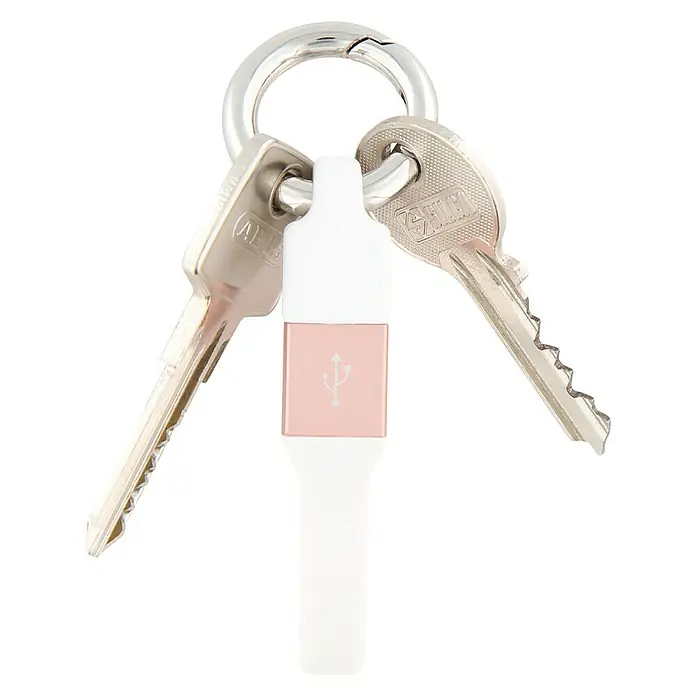 T'nB Cable USB Lighting - Largo: 10 cm, Llavero - Llavero con llaves y una unidad USB rosa.