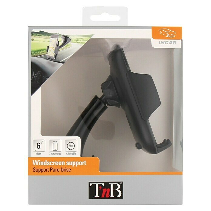 T'nB Soporte para teléfono móvil CARHOLDBK2 (Orientable 360°, Ventosa) | BAUHAUS