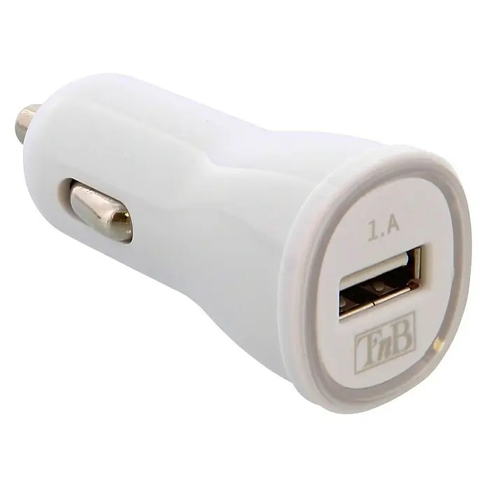 T'nB Cargador rápido - Encendedor de cigarrillos 12 V - Cargador de coche blanco con puerto USB y potencia de carga de 1.0 A para cargar dispositivos en el coche.