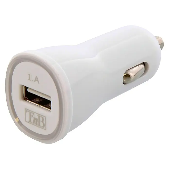 T'nB Cargador rápido - Encendedor de cigarrillos 12 V - Cargador de coche blanco con puerto USB y salida 1A, perfecto para cargar dispositivos en el vehículo.