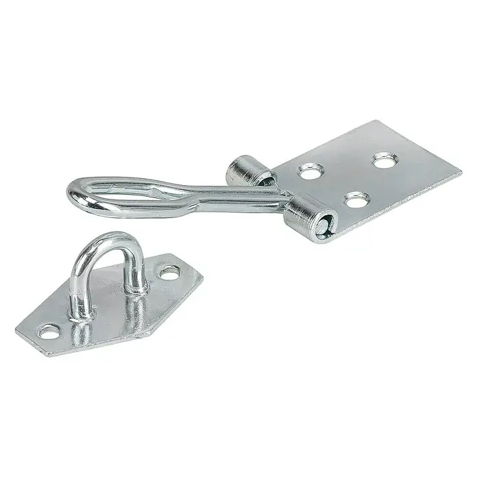 Stabilit Pestillo con alambre - An x Al: 80 x 26 mm, Apto para: Candados con un diámetro de vástago de hasta 7 mm - Un gancho de tormenta plateado, que consta de un gancho y un ojal, se utiliza para asegurar puertas y ventanas.