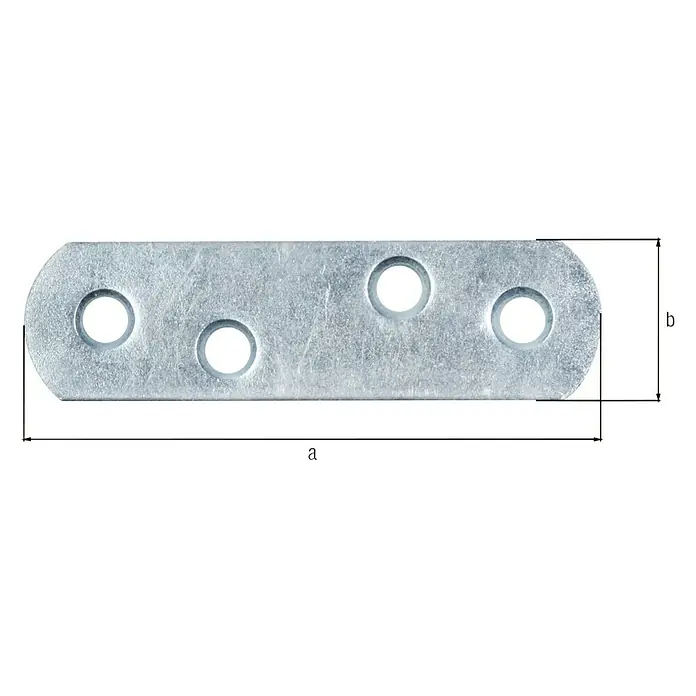 Alberts Pletina de ensamblaje - L x Al: 16 x 60 mm, 4 agujeros - Placa metálica con cuatro agujeros, ideal para conexiones y fijaciones en la construcción.