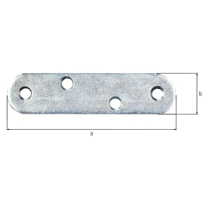 Alberts Pletina de ensamblaje - L x Al: 19 x 80 mm, 4 agujeros - Placa de conector metálica con cuatro orificios, ideal para unir madera o metal. Construcción robusta para una sujeción segura.