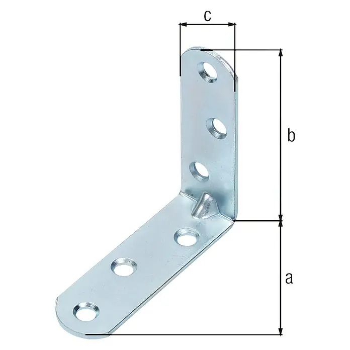 Alberts Escuadra de silla - L x An x Al: 19 x 80 x 80 mm, Acero, Plateado - Ángulo de metal con marcas de dimensiones, ideal para diversas aplicaciones de montaje.