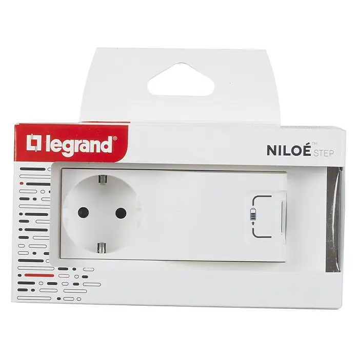 Legrand Niloé Step Enchufe con USB Combi - Blanco, Plástico, Montaje en la pared - El juego de enchufes Legrand Niloe Step ofrece una solución práctica y elegante para su suministro de energía, con un diseño moderno.